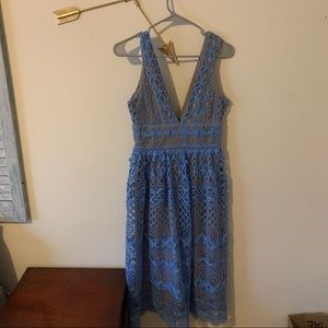 Blue lace midi dress